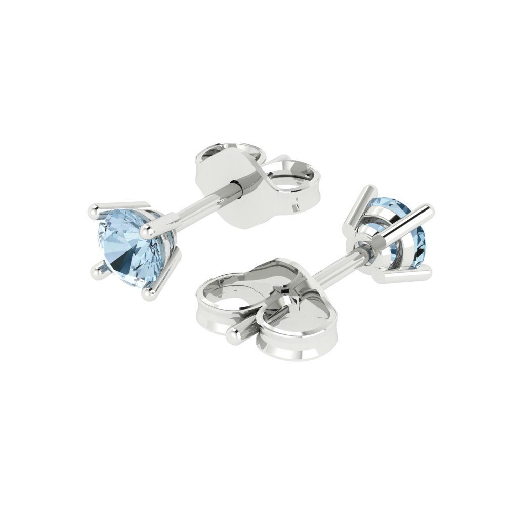 0.5 ctw Sky Blue Topaz Studs Earrings | 4.0mm Round Cut White Gold Push Back | December Birthstone