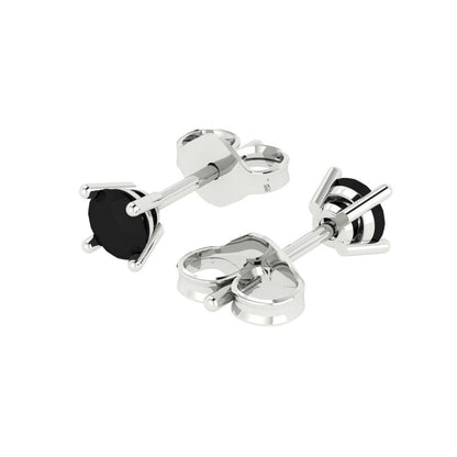 0.5 ctw Onyx Studs Earrings | 4.0mm Round Cut White Gold Push Back | July Birthstone