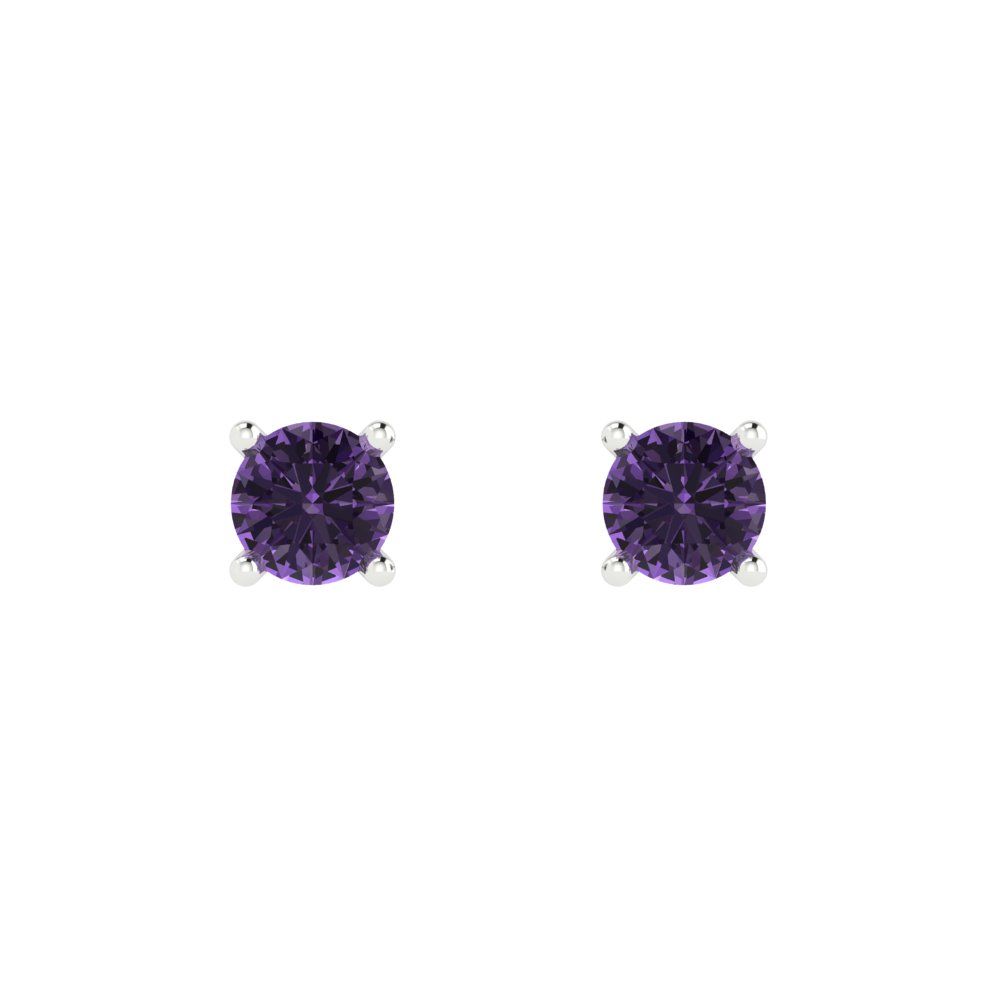 0.5 ctw Alexandrite Studs Earrings | 4.0mm Round Cut White Gold Push Back | June Birthstone