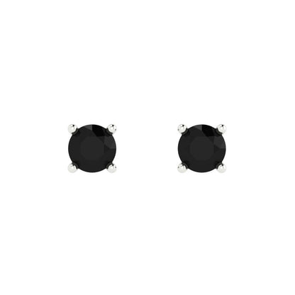 0.5cttw Round Cut Natural Onyx Gold-Plated 925 Silver Push Back Stud Earrings