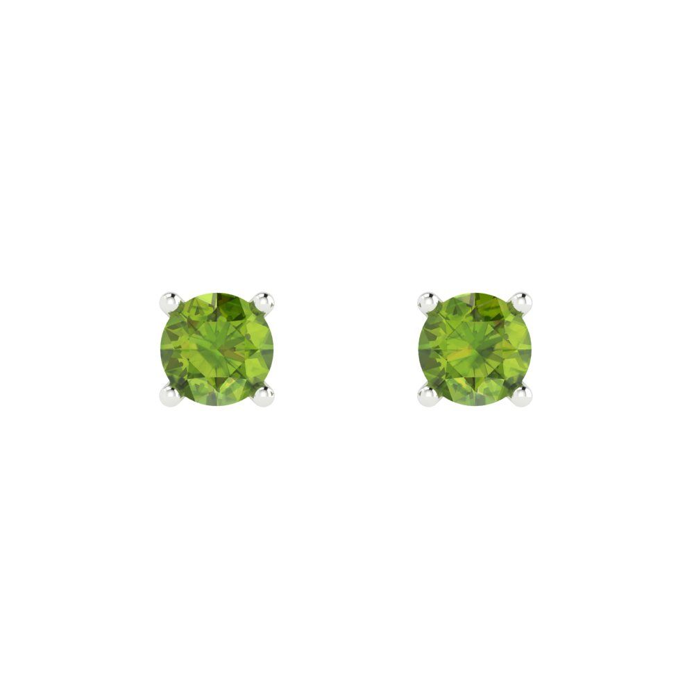 0.5cttw Round Cut Natural Peridot Gold-Plated 925 Silver Push Back Stud Earrings