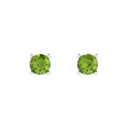 0.5cttw Round Cut Natural Peridot Gold-Plated 925 Silver Push Back Stud Earrings