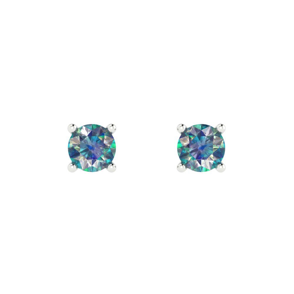 0.5cttw Round Cut Blue Moissanite Gold-Plated 925 Silver Push Back Stud Earrings