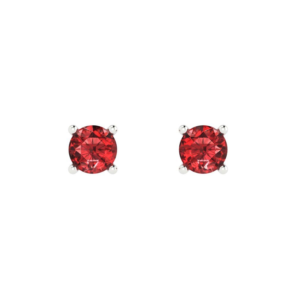 0.5 ctw Garnet Studs Earrings | 4.0mm Round Cut White Gold Push Back | January Birthstone