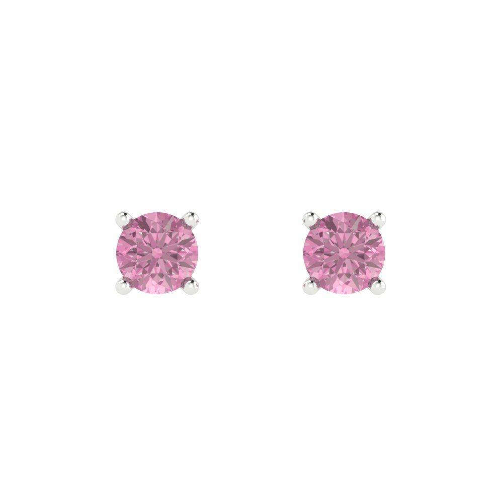 0.5cttw Round Cut Simulated Pink Diamond Gold-Plated 925 Silver Push Back Stud Earrings