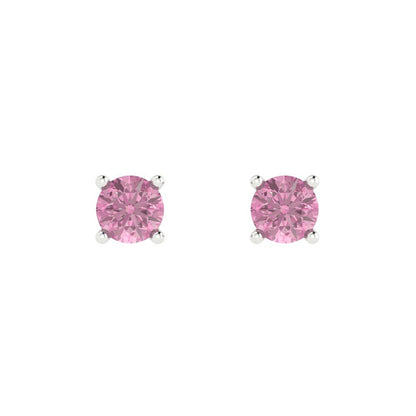 0.5cttw Round Cut Simulated Pink Diamond Gold-Plated 925 Silver Push Back Stud Earrings