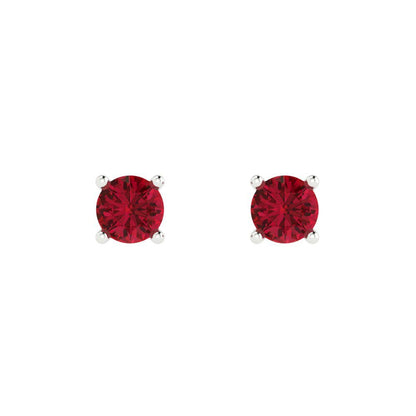 0.5 ctw Pink Tourmaline Studs Earrings | 4.0mm Round Cut White Gold Push Back | April Birthstone