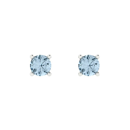 0.5 ctw Sky Blue Topaz Studs Earrings | 4.0mm Round Cut White Gold Push Back | December Birthstone