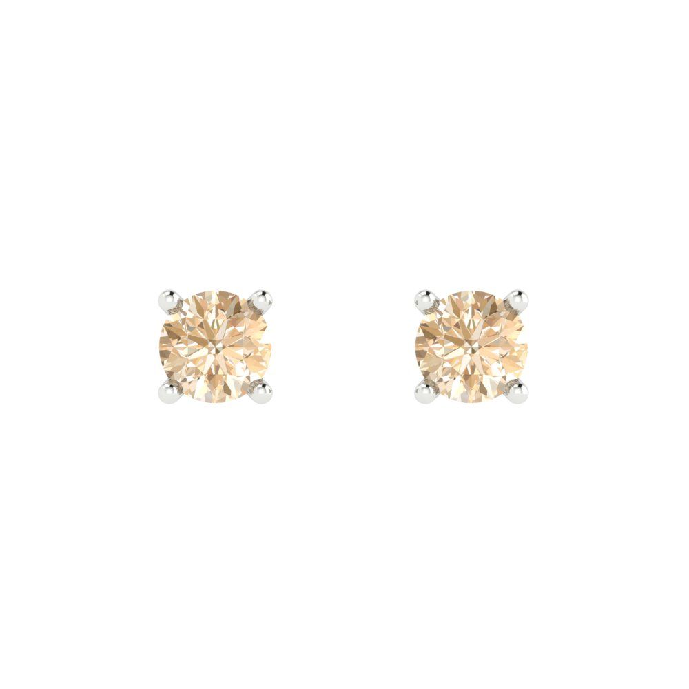 0.5cttw Round Cut Natural Morganite Gold-Plated 925 Silver Push Back Stud Earrings
