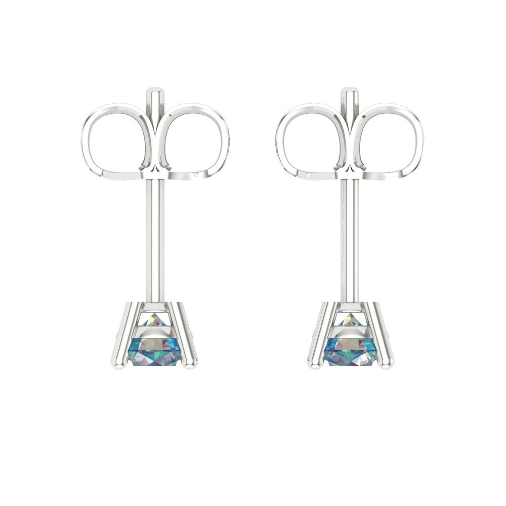 0.5cttw Round Cut Blue Moissanite Gold-Plated 925 Silver Push Back Stud Earrings