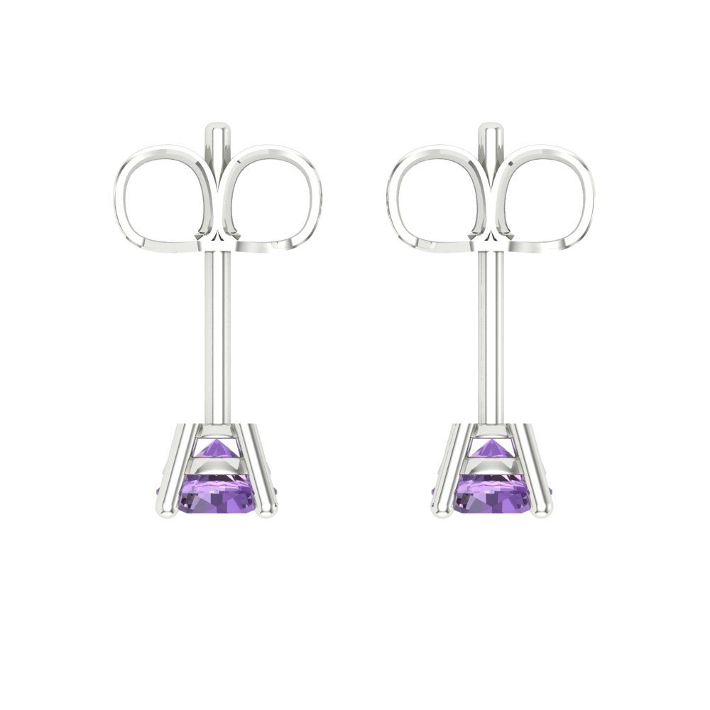0.5 ctw Alexandrite Studs Earrings | 4.0mm Round Cut White Gold Push Back | June Birthstone