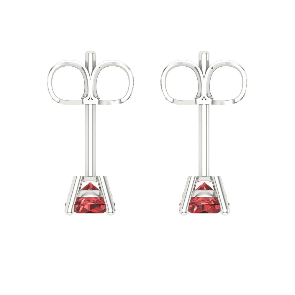 0.5 ctw Garnet Studs Earrings | 4.0mm Round Cut White Gold Push Back | January Birthstone
