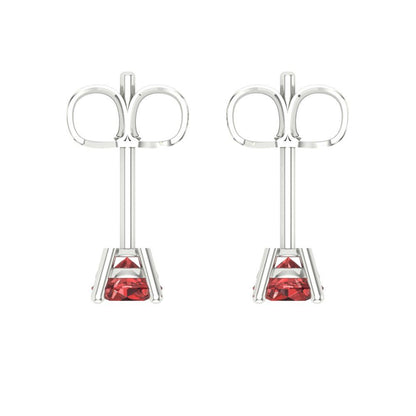 0.5 ctw Garnet Studs Earrings | 4.0mm Round Cut White Gold Push Back | January Birthstone