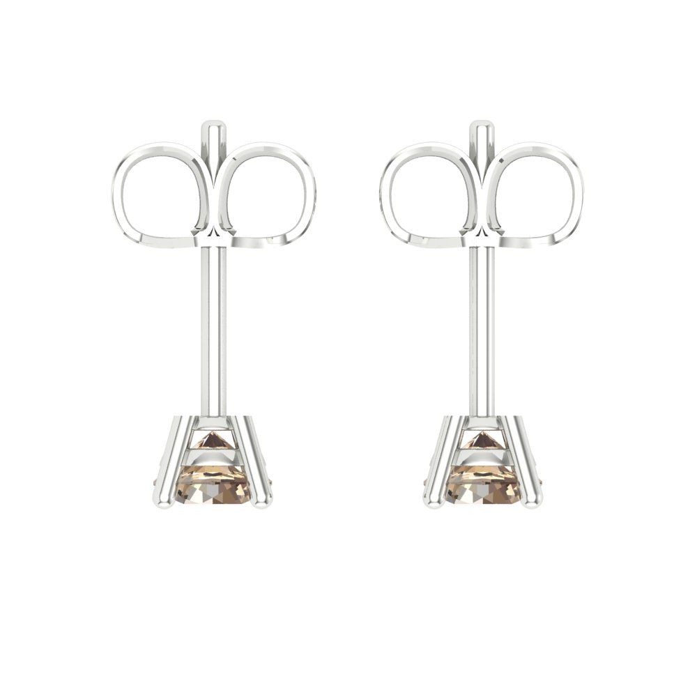 0.5 ctw Yellow Moissanite Studs Earrings | 4.0mm Round Cut White Gold Push Back | April Birthstone