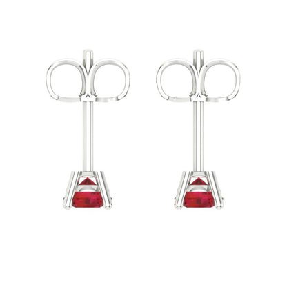 0.5cttw Round Cut Simulated Ruby Gold-Plated 925 Silver Push Back Stud Earrings
