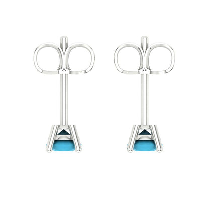 0.5cttw Round Cut Simulated Turquoise Gold-Plated 925 Silver Push Back Stud Earrings