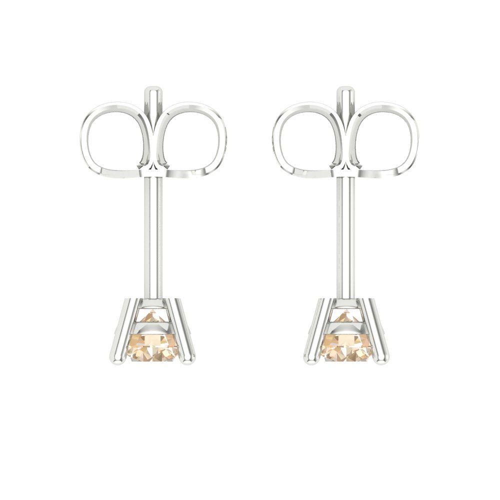 0.5cttw Round Cut Natural Morganite Gold-Plated 925 Silver Push Back Stud Earrings