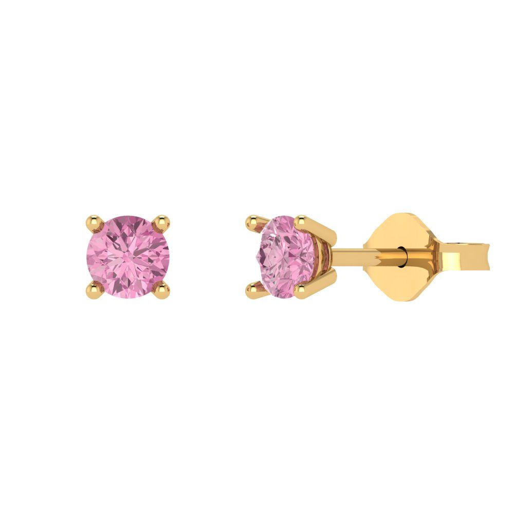 0.5cttw Round Cut Simulated Pink Diamond Gold-Plated 925 Silver Push Back Stud Earrings