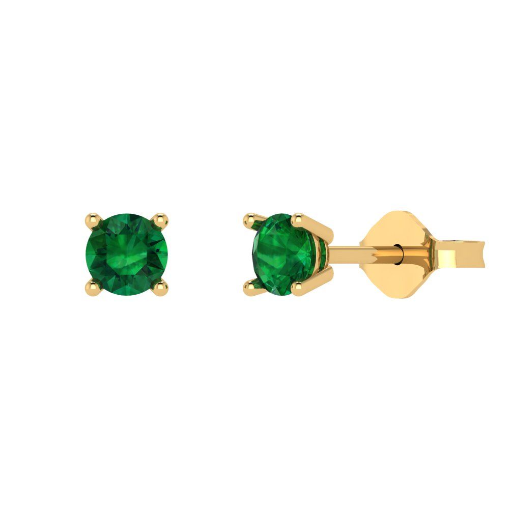 0.5cttw Round Cut Simulated Emerald Gold-Plated 925 Silver Push Back Stud Earrings