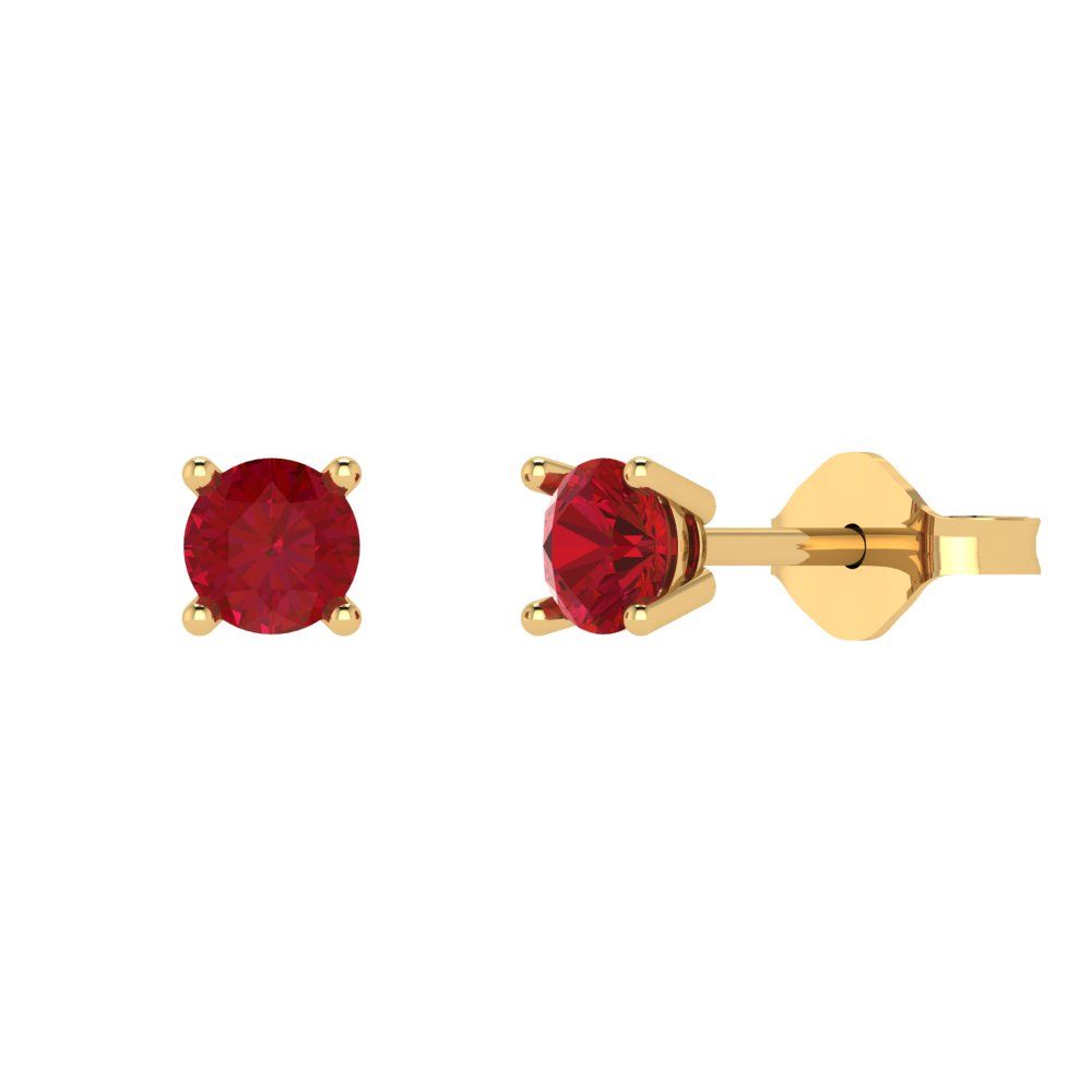 0.5cttw Round Cut Simulated Ruby Gold-Plated 925 Silver Push Back Stud Earrings