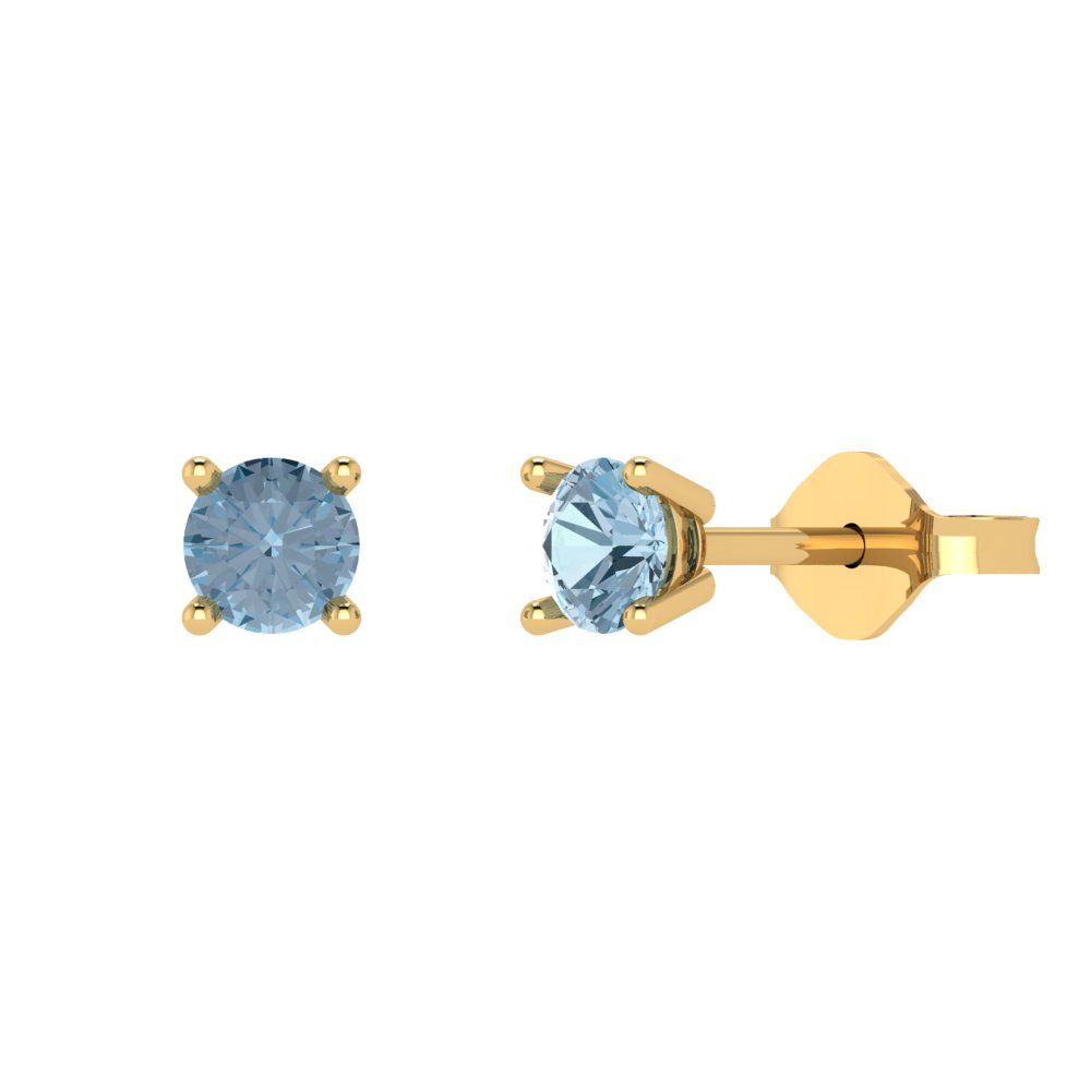 0.5 ctw Sky Blue Topaz Studs Earrings | 4.0mm Round Cut White Gold Push Back | December Birthstone