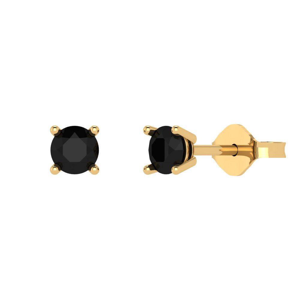 0.5 ctw Onyx Studs Earrings | 4.0mm Round Cut White Gold Push Back | July Birthstone
