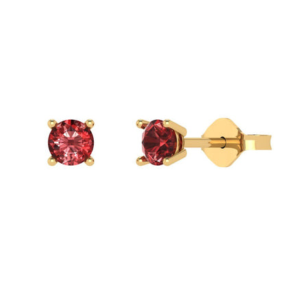 0.5 ctw Garnet Studs Earrings | 4.0mm Round Cut White Gold Push Back | January Birthstone