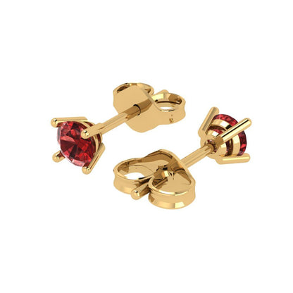 0.5 ctw Garnet Studs Earrings | 4.0mm Round Cut White Gold Push Back | January Birthstone