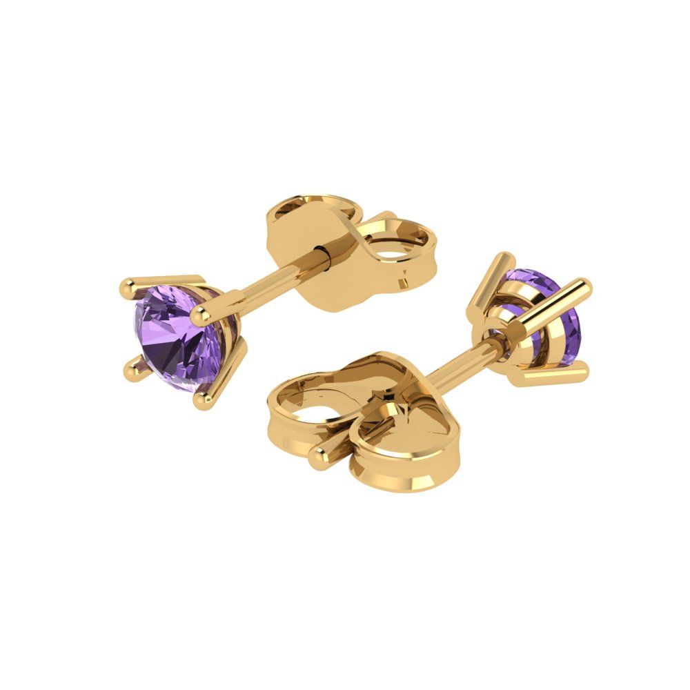 0.5 ctw Alexandrite Studs Earrings | 4.0mm Round Cut White Gold Push Back | June Birthstone