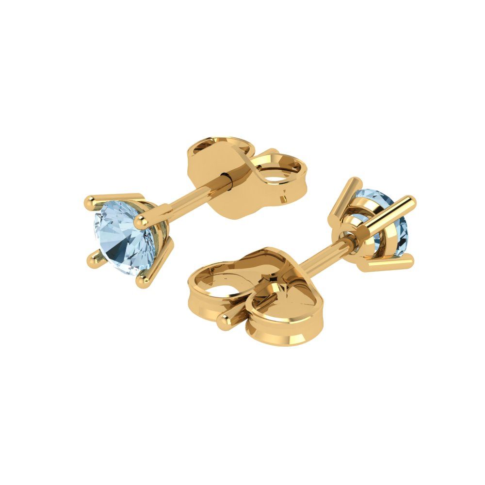 0.5cttw Round Cut Simulated Blue Diamond Gold-Plated 925 Silver Push Back Stud Earrings