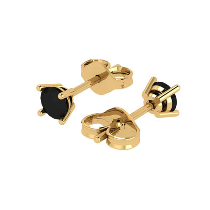 0.5 ctw Onyx Studs Earrings | 4.0mm Round Cut White Gold Push Back | July Birthstone