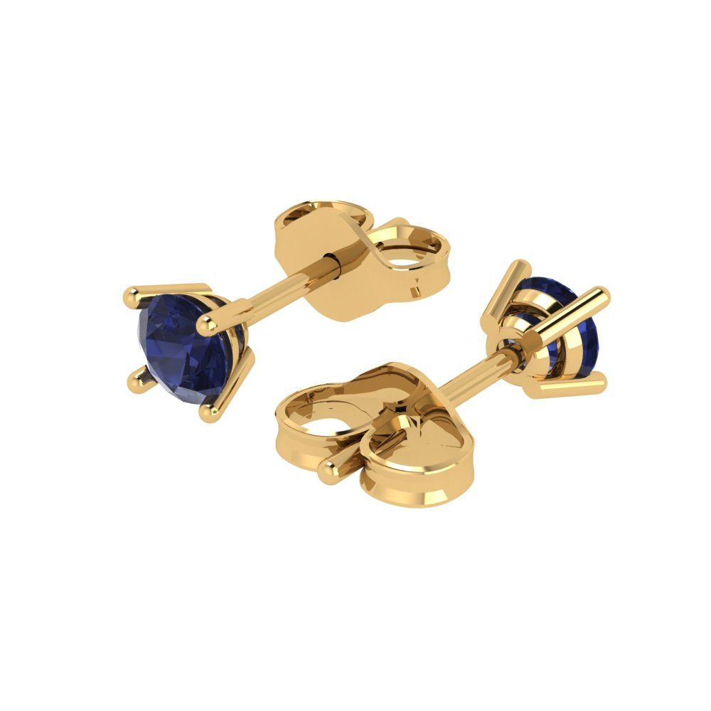 0.5 ctw Blue Sapphire Studs Earrings | 4.0mm Round Cut White Gold Push Back | September Birthstone