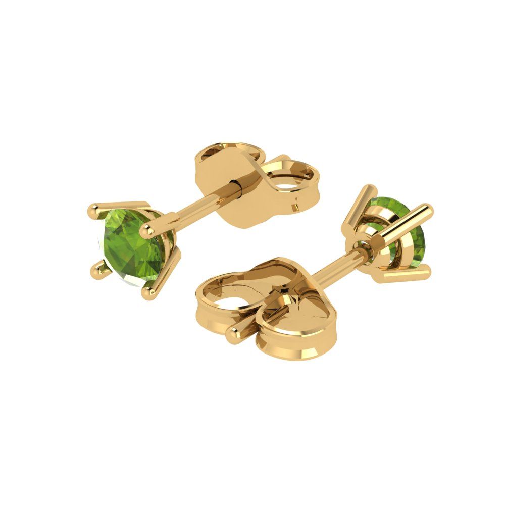0.5cttw Round Cut Natural Peridot Gold-Plated 925 Silver Push Back Stud Earrings