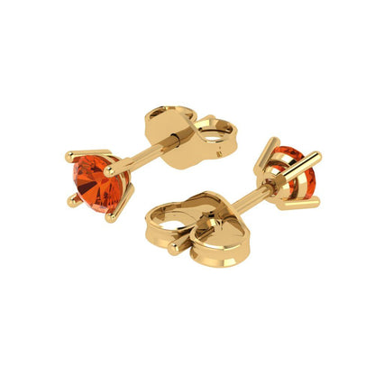 0.5cttw Round Cut Simulated Red Diamond Gold-Plated 925 Silver Push Back Stud Earrings