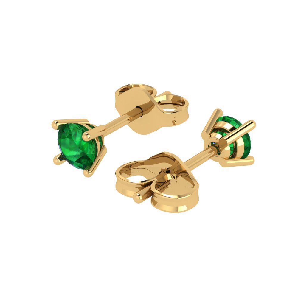 0.5 ctw Emerald Studs Earrings | 4.0mm Round Cut White Gold Push Back | May Birthstone