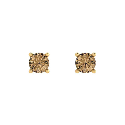 0.5 ctw Champagne Studs Earrings | 4.0mm Round Cut White Gold Push Back | April Birthstone