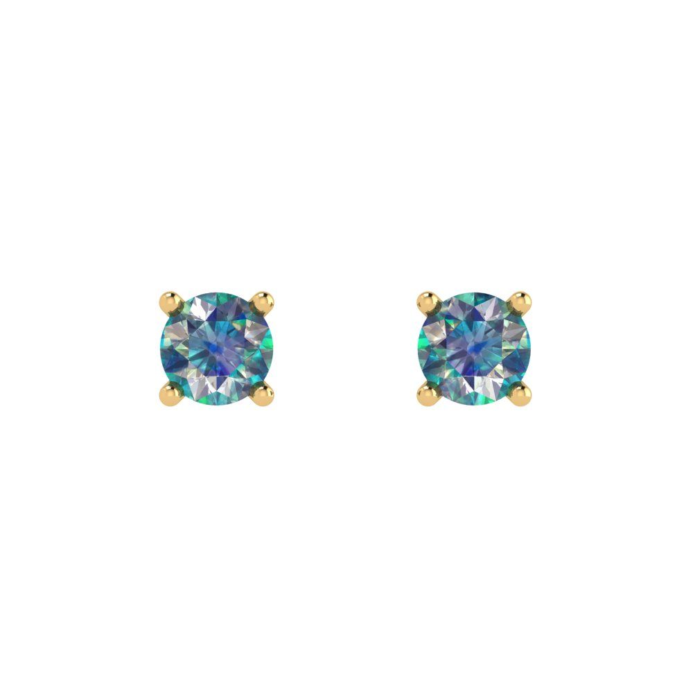 0.5 ctw Blue Moissanite Studs Earrings | 4.0mm Round Cut White Gold Push Back | April Birthstone
