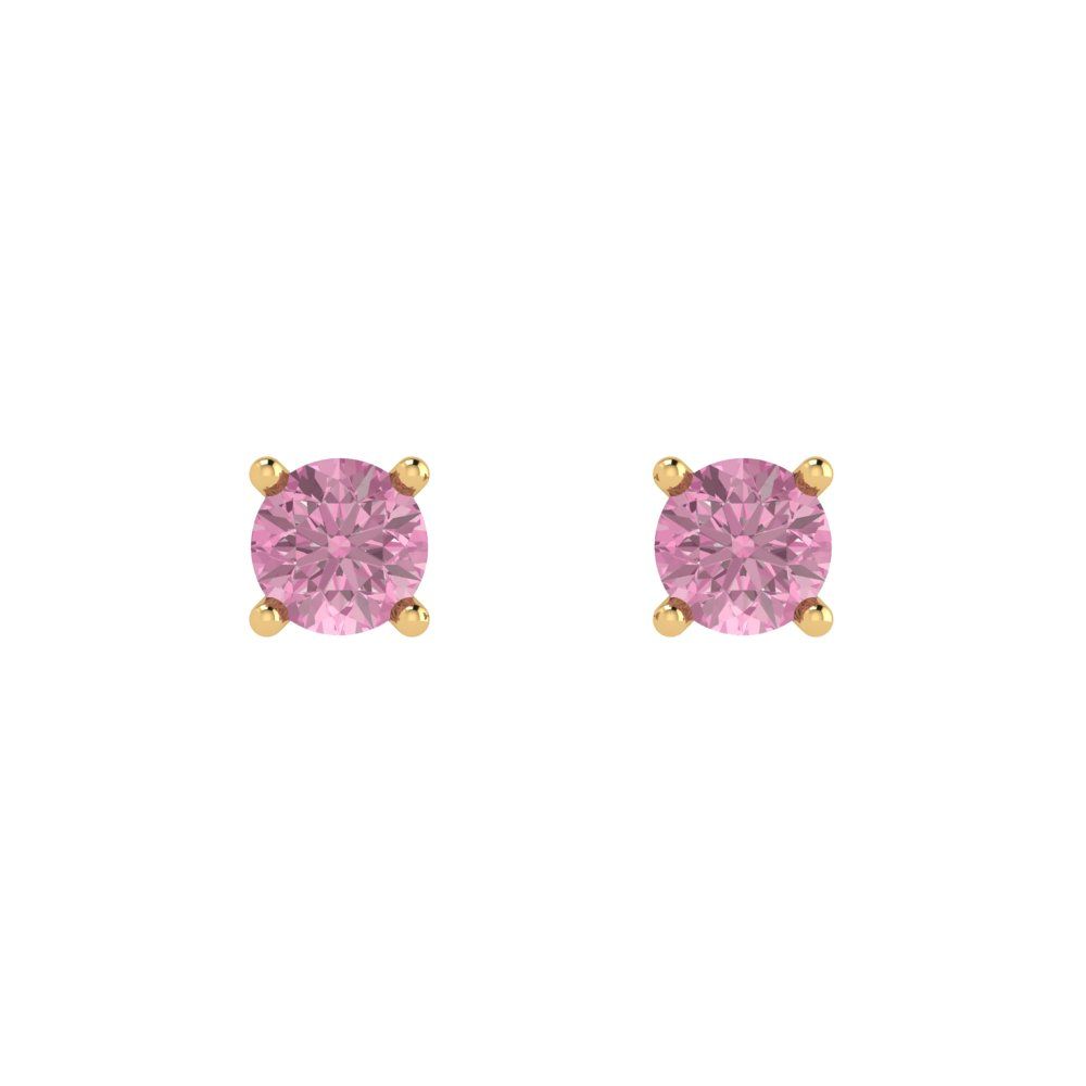 0.5cttw Round Cut Simulated Pink Diamond Gold-Plated 925 Silver Push Back Stud Earrings