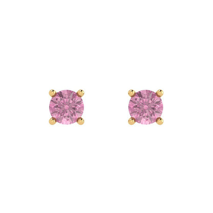 0.5 ctw Pink Zirconia Studs Earrings | 4.0mm Round Cut White Gold Push Back | April Birthstone