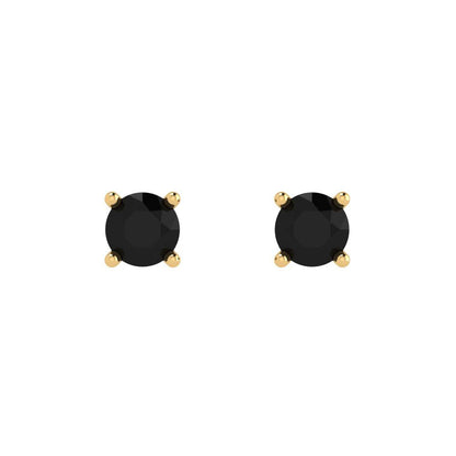 0.5cttw Round Cut Natural Onyx Gold-Plated 925 Silver Push Back Stud Earrings