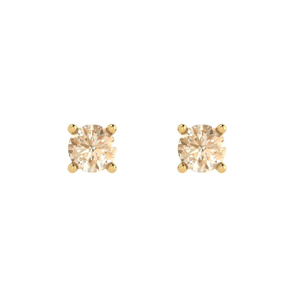 0.5 ctw Morganite Studs Earrings | 4.0mm Round Cut White Gold Push Back | February Birthstone