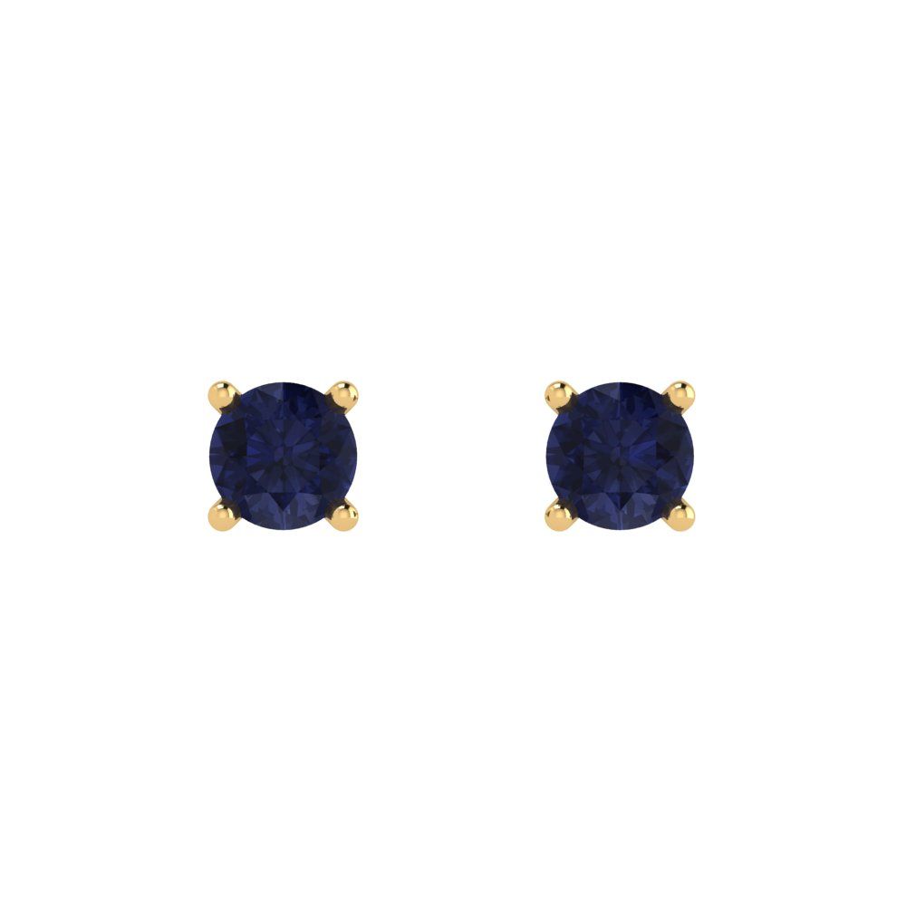 0.5 ctw Blue Sapphire Studs Earrings | 4.0mm Round Cut White Gold Push Back | September Birthstone