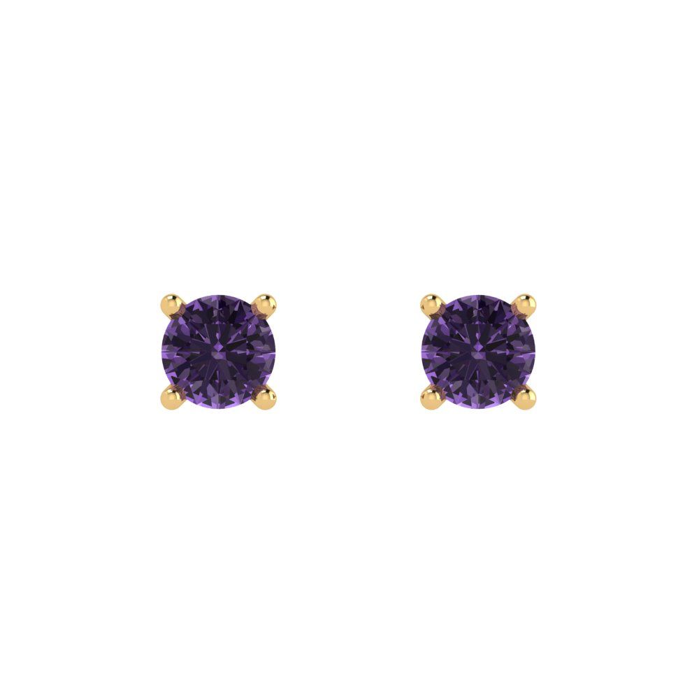 0.5 ctw Alexandrite Studs Earrings | 4.0mm Round Cut White Gold Push Back | June Birthstone