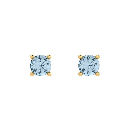 0.5 ctw Aquamarine Studs Earrings | 4.0mm Round Cut White Gold Push Back | March Birthstone