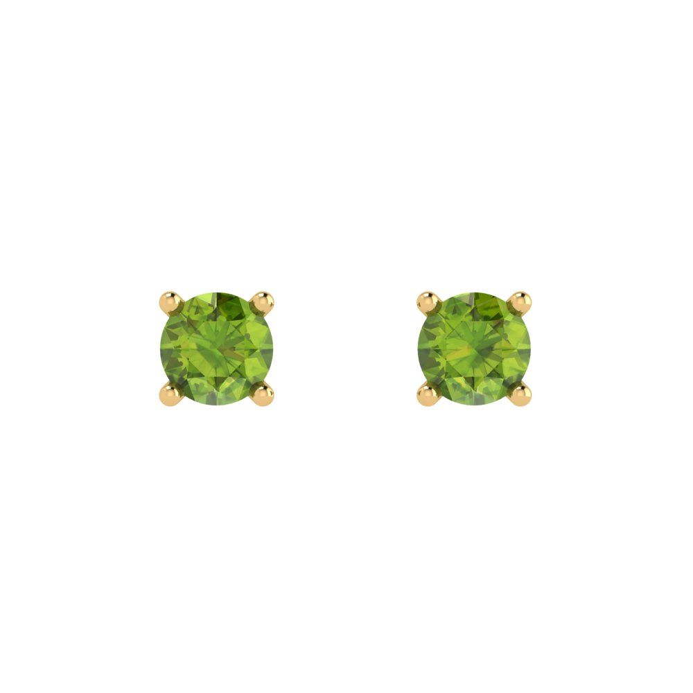 0.5cttw Round Cut Natural Peridot Gold-Plated 925 Silver Push Back Stud Earrings