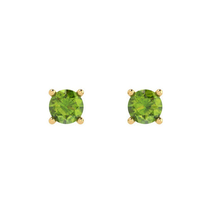 0.5cttw Round Cut Natural Peridot Gold-Plated 925 Silver Push Back Stud Earrings