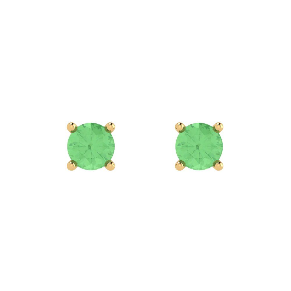 0.5 ctw Green Zirconia Studs Earrings | 4.0mm Round Cut White Gold Push Back | April Birthstone