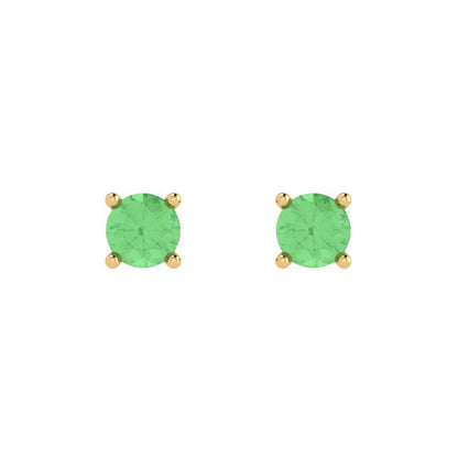 0.5 ctw Green Zirconia Studs Earrings | 4.0mm Round Cut White Gold Push Back | April Birthstone