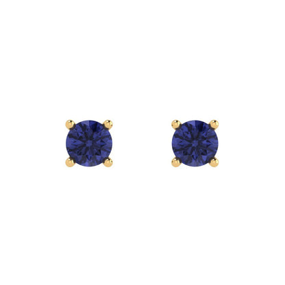 0.5cttw Round Cut Simulated Tanzanite Gold-Plated 925 Silver Push Back Stud Earrings