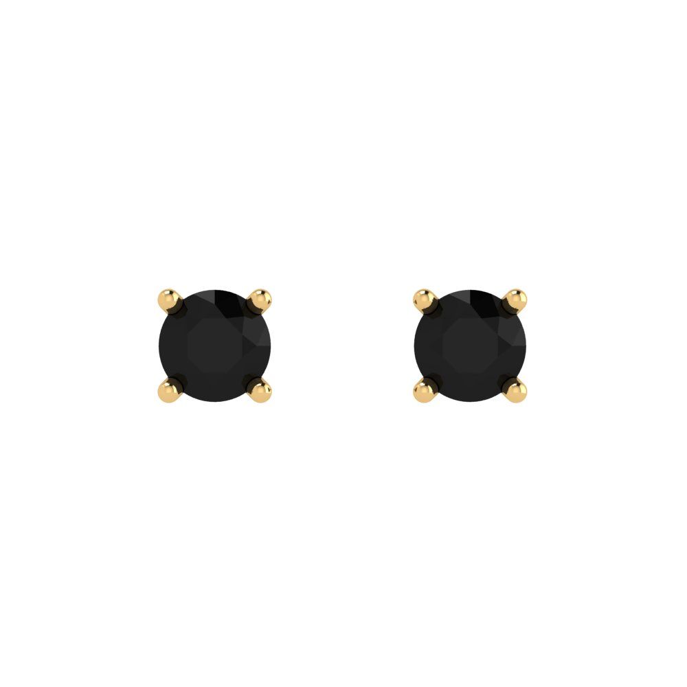 0.5 ctw Onyx Studs Earrings | 4.0mm Round Cut White Gold Push Back | July Birthstone
